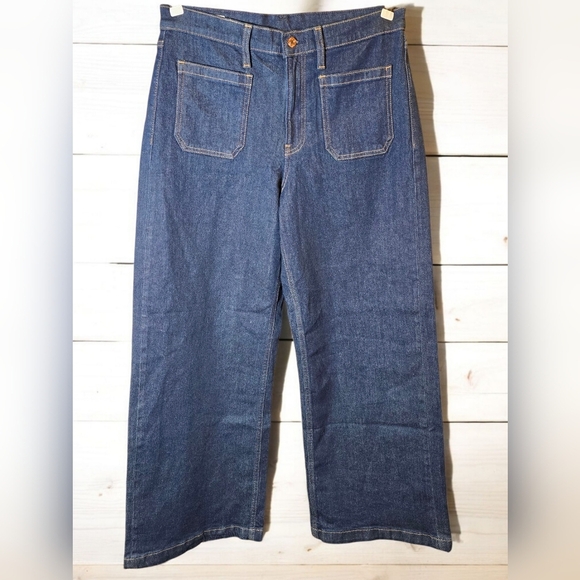 GAP Women's Fashion Forward Wide Leg Front Pocket Dark Rinse Jeans SIZE 14S - Picture 3 of 6